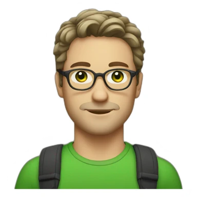 white man,glasses, dark hair, green eyes, facial stubble sticker
