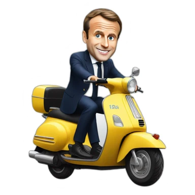 emmanuel macron sur son scooter sticker