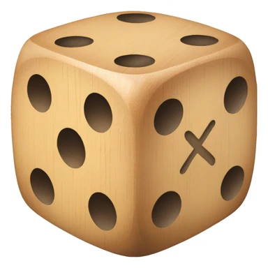 wooden dice with x2 carved on it sticker