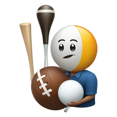 football player with bowling ball and golf club sticker