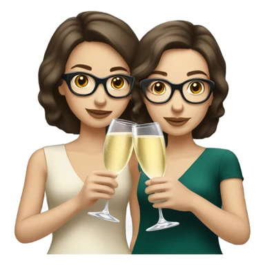 two caucasian brunette girls champagne sticker