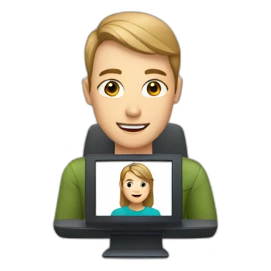 monitor with the video call on the screen sticker