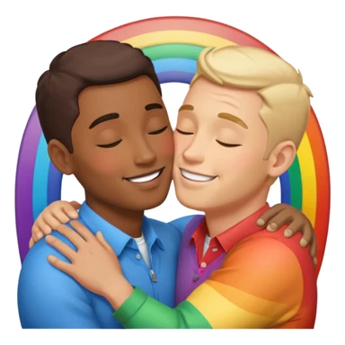make 2 seductive men kissing and holding flying on a rainbow sticker