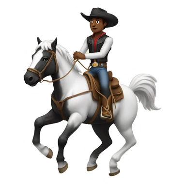 Black cowboy riding a white bronco  sticker