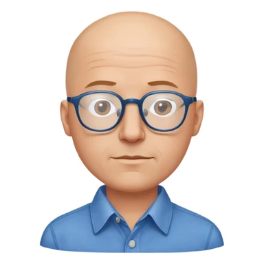 bald man with glasses on his head in a blue button up shirt sticker