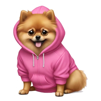 pomeranian shpits with pink hoodie  sticker