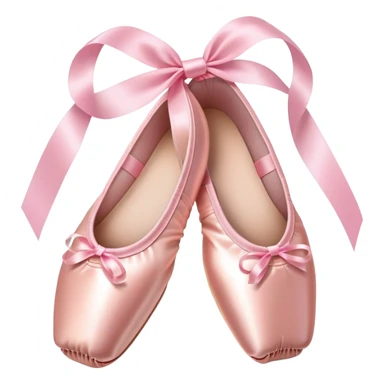 glossy pink ballet pointe shoes with satin ribbons, simple clean style sticker