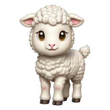 cinematic-[lamb]-realistic-full-body-standing-emoji,-tail-flicking-lazily,-head-tilted-dramatically,-curly-[white]-fur,-simplified-yet-realistic-focused-features,-highly-detailed,-glowing-with-an-almost-sarcastic-glow sticker