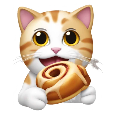 Cat eating a Cinnamon roll sticker