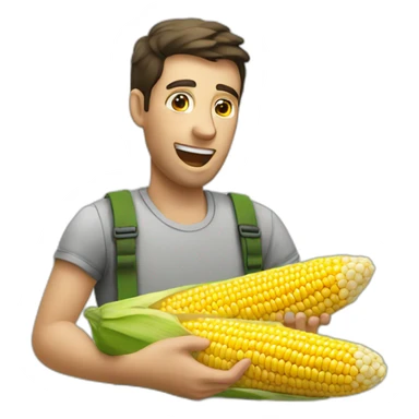 A man eating corn sticker