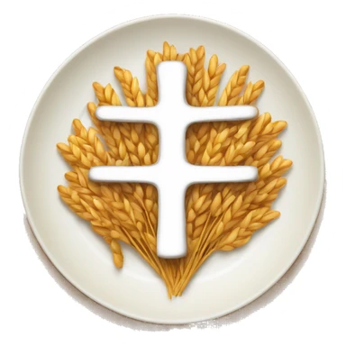 a plate of cooked wheat with a cross in the middle sticker