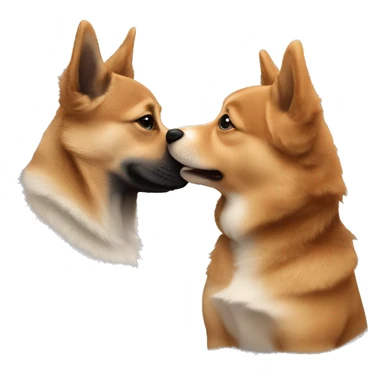 A Swedish Vallhund kiss a chestnut-haired man with curly hair sticker