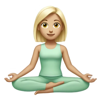 Blond yoga girl sit mint green clothes  sticker