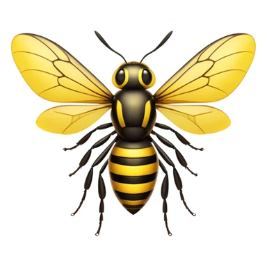 Cinematic Noble Hornet Portrait Emoji, Poised and intimidating, with a sleek, segmented body in bold yellow and black hues, sharp, focused eyes, and delicate, translucent wings, Simplified yet sharp and sophisticated features, highly detailed, glowing with a soft, insectile radiance, high shine, intelligent and formidable, stylized with an air of natural authority, focused and alert, soft glowing outline, capturing the essence of a watchful and confident hornet that appears ready to buzz out of the screen with effortless power! sticker