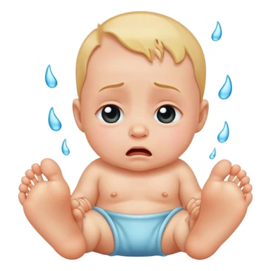 Baby with feet facing up while crying sticker
