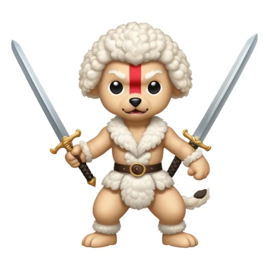 White poodle angry dog fighting with a sword sticker