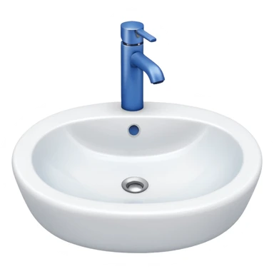 “Flat icon-style emoji of a bathroom sink with a simple faucet and rounded basin, white and blue tones” sticker