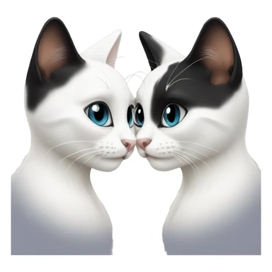 White and black cats are kissing  sticker