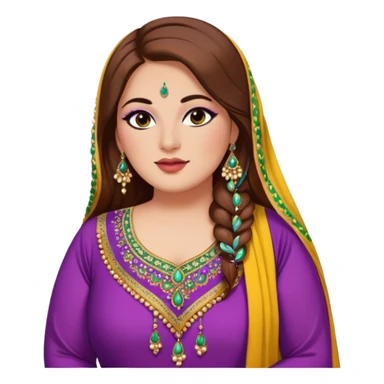 big plus size,, long brown hair, pakistani clothes, baddie,pretty, makeup, lipgloss, black eyeliner, colorful, beading, dupatta, salwar sticker