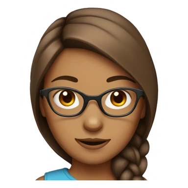 Girl Fox with blue eyes in glasses and brown hair sticker