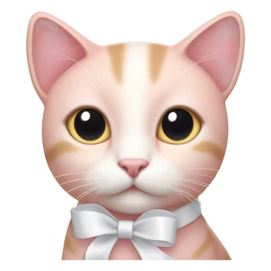 light pink cat with white ribbon sticker