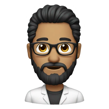 A person with long dark hair in ponytail, glasses and dark beard is said because his microphone is not working sticker