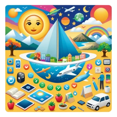 An extremely detailed lifestyle vision board collage for the year 2026. sticker