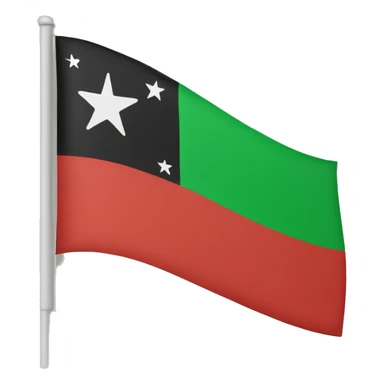 The flag has two stripes the top is green and the bottom is black and the middle three red stars sticker