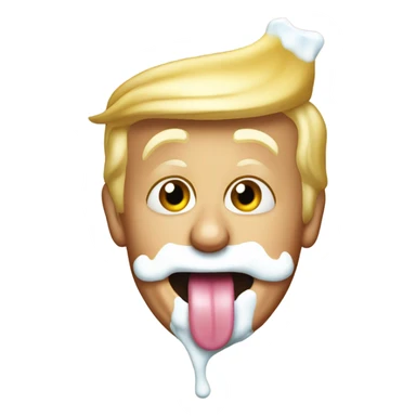 Donald trump with his tongue sticking out and milk all over his face sticker
