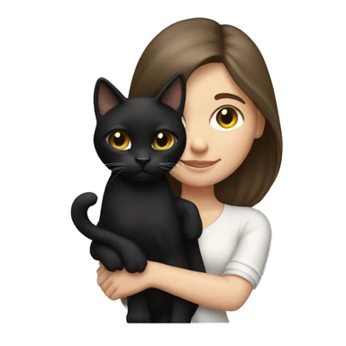 Brunette white girl holding a black cat  sticker