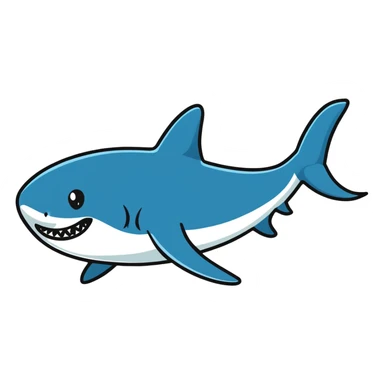 cartoon blue shark sticker