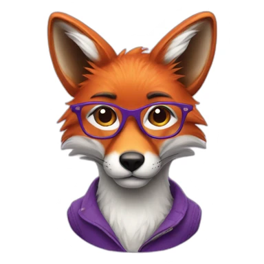 a fox with purple hairs and glasses sticker