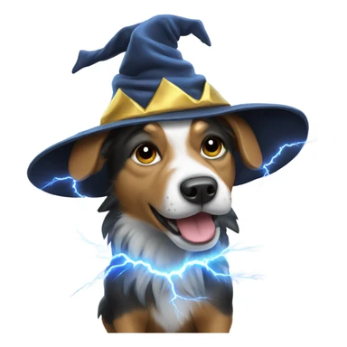 Dog with wizard hat and lightning storm  sticker