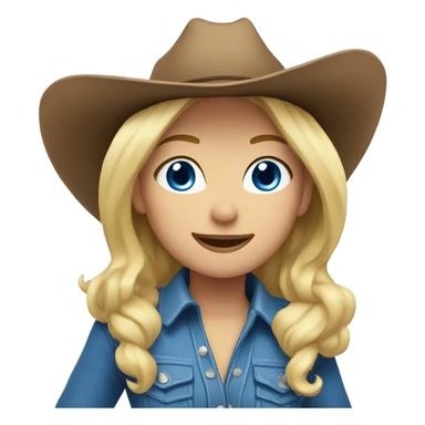 Cowgirl with blonde hair and Blue eyes in blue clothes  sticker