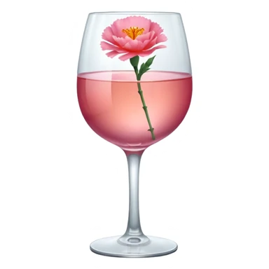Pink wine with a single orange carnation floating on top  sticker