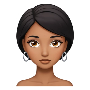 Women with brow skin and black hair brown eyes and long lashes pretty  sticker