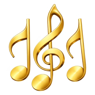 drei musiknoten in goldfarben, kein notenschlüssel. sticker