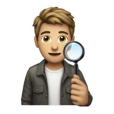 young man with a magnifying glass in his hand  sticker
