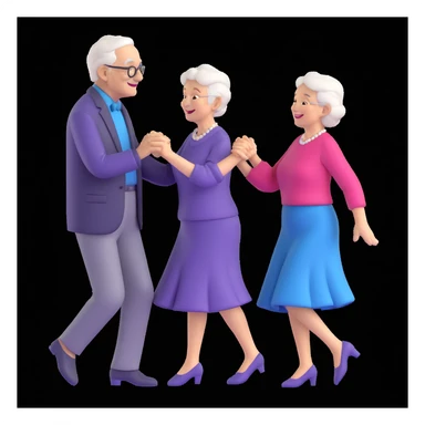 elderly couple dancing closely, smiling at each other, realistic 3D style, romantic mood sticker