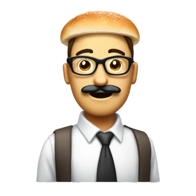 create a nerd 3d emoji with bread but not mustache and glass sticker