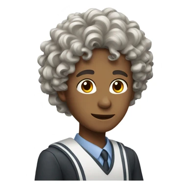 Guy in school uniform curly wavy hair sticker