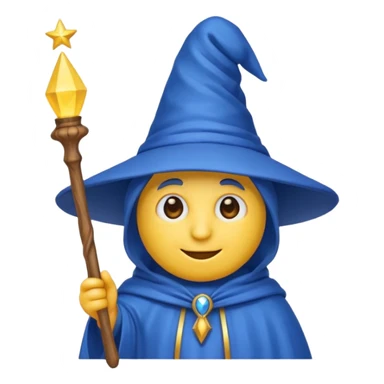 Einen Gelben Emoji mit zauber hut und zauberstab sticker