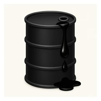 Сгенерируй мне в стиле эмоджи эпл черную бочку из верхней затычки (открывашки) немного вытекает нефть sticker