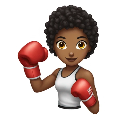 Brown skin black curly haired female boxing sticker