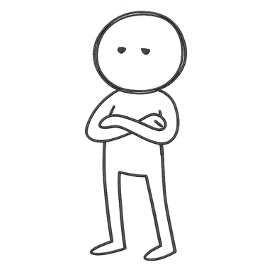 dominant indifferent stick figure character minimalist style arms crossed relaxed posture sticker