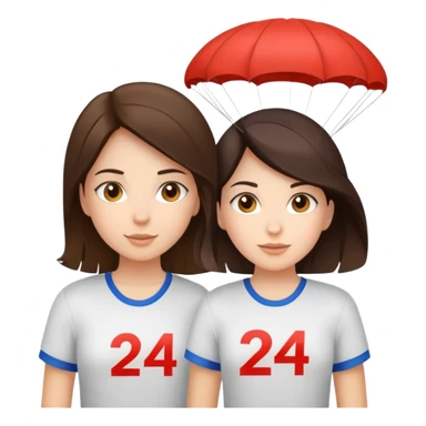 Two brunette girls with parachutes with 24 on shirts sticker