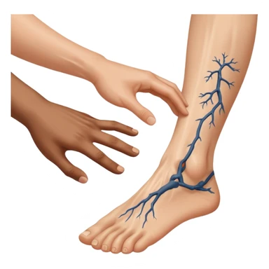 a person's hand is trying to touch another person's  foot sticker