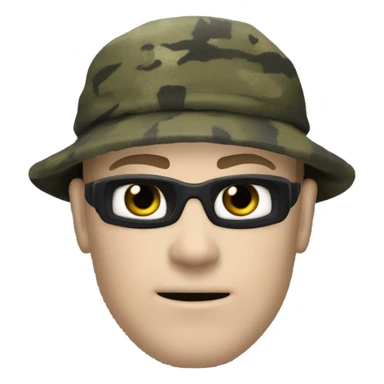 white male, pale skin, call of duty black face mask, camo tactical gear, combat boots, black beanie, hazel eyes sticker