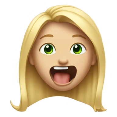 blonde hair green eyes Face with tongue sticking out  shaking it￼ sticker