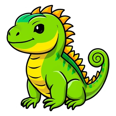 Friendly iguana reptile with detailed scales and spiny crest sticker